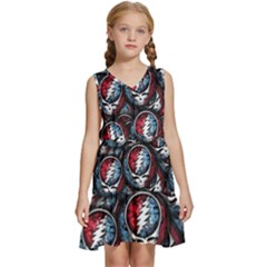 Grateful Dead Pattern Kids  Sleeveless Tiered Mini Dress