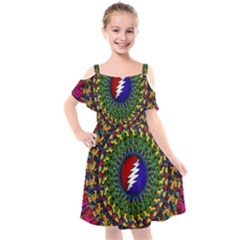 Grateful Dead Kids  Cut Out Shoulders Chiffon Dress by Jancukart