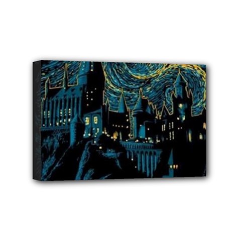 Cartoon Starry Night Vincent Van Gofh Mini Canvas 6  X 4  (stretched) by Jancukart