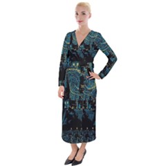 Cartoon Starry Night Vincent Van Gofh Velvet Maxi Wrap Dress by Jancukart