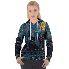 Cartoon Starry Night Vincent Van Gofh Women s Overhead Hoodie