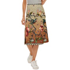 Flower Cubism Mosaic Vintage Midi Panel Skirt by Jancukart