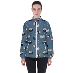 Sushi Pattern Women s High Neck Windbreaker