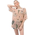 Llamas pattern Oversized Chiffon Top View1