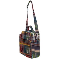 Books Library Bookshelf Bookshop Crossbody Day Bag by Zezheshop