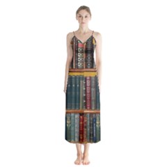 Books Library Bookshelf Bookshop Button Up Chiffon Maxi Dress