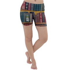 Books Library Bookshelf Bookshop Lightweight Velour Yoga Shorts by Zezheshop