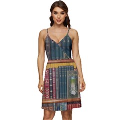 Books Library Bookshelf Bookshop V-neck Pocket Summer Dress 