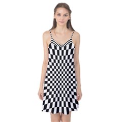 Illusion Checkerboard Black And White Pattern Camis Nightgown 