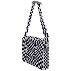 Illusion Checkerboard Black And White Pattern Cross Body Office Bag by Zezheshop