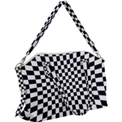 Illusion Checkerboard Black And White Pattern Canvas Crossbody Bag by Zezheshop