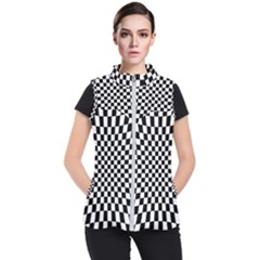 Illusion Checkerboard Black And White Pattern Women s Puffer Vest by Zezheshop