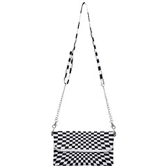 Illusion Checkerboard Black And White Pattern Mini Crossbody Handbag by Zezheshop