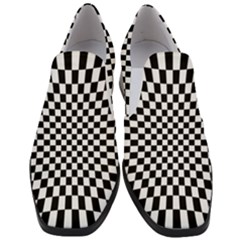 Illusion Checkerboard Black And White Pattern Women Slip On Heel Loafers by Zezheshop