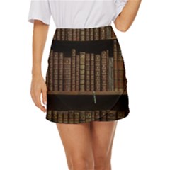 Books Covers Book Case Old Library Mini Front Wrap Skirt