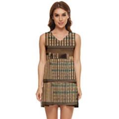 Books Bookcase Old Books Historical Tiered Sleeveless Mini Dress by Amaryn4rt