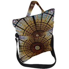 Barcelona Stained Glass Window Fold Over Handle Tote Bag by Amaryn4rt