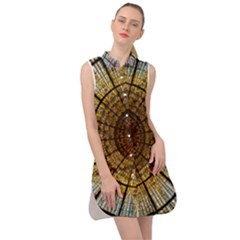 Barcelona Stained Glass Window Sleeveless Shirt Dress by Amaryn4rt