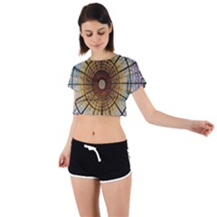 Barcelona Stained Glass Window Tie Back Short Sleeve Crop Tee by Amaryn4rt