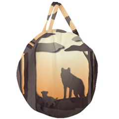 Vectors Painting Wolves Nature Forest Giant Round Zipper Tote by Amaryn4rt