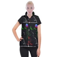 Nature Night Foliage Mountains Women s Button Up Vest by Amaryn4rt