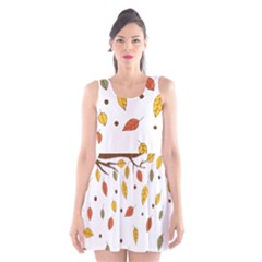 Autumn Isolated Blade Branch Scoop Neck Skater Dress