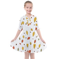 Autumn Isolated Blade Branch Kids  All Frills Chiffon Dress by Amaryn4rt