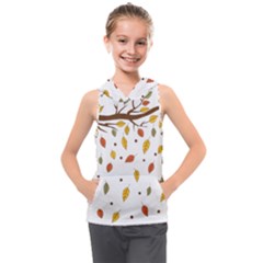 Autumn Isolated Blade Branch Kids  Sleeveless Hoodie by Amaryn4rt