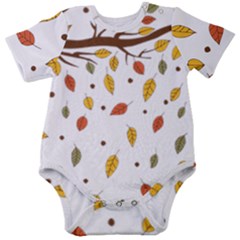 Autumn Isolated Blade Branch Baby Short Sleeve Onesie Bodysuit by Amaryn4rt