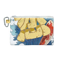 Wave Fish Koi Splash Character Canvas Cosmetic Bag (medium) by Amaryn4rt