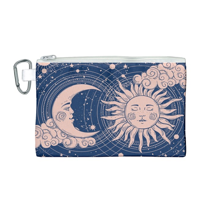 Crescent moon and sun Canvas Cosmetic Bag (Medium)