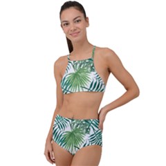 Leaves Background Wallpaper Pattern High Waist Tankini Set