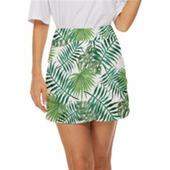 Leaves Background Wallpaper Pattern Mini Front Wrap Skirt