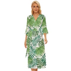 Leaves Background Wallpaper Pattern Midsummer Wrap Dress