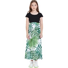 Leaves Background Wallpaper Pattern Kids  Flared Maxi Skirt by Amaryn4rt