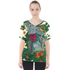 Armor Japan Maple Leaves Samurai V-neck Dolman Drape Top by Amaryn4rt