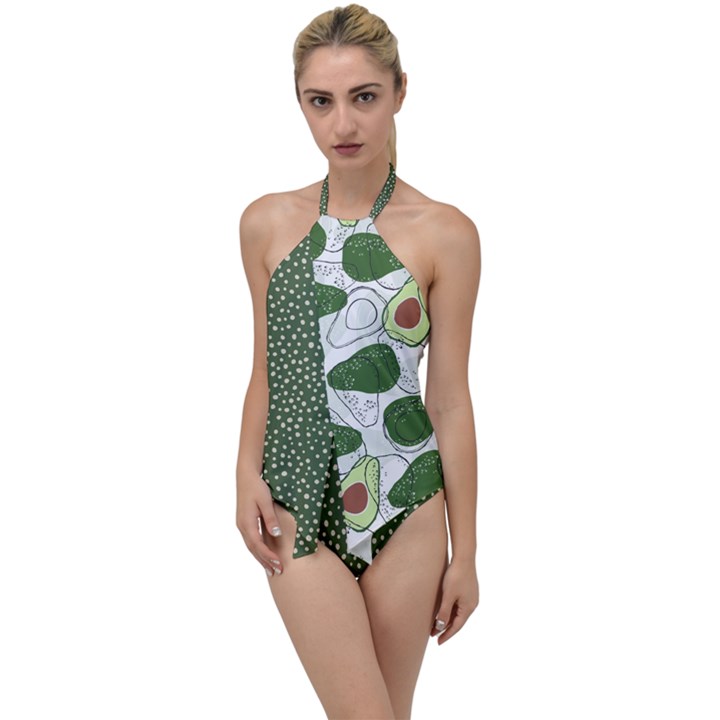 avocado pattern - Copy Go with the Flow One Piece Swimsuit