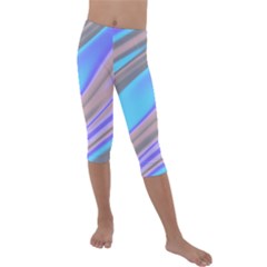 Wave Abstract Texture Design Kids  Lightweight Velour Capri Leggings 