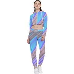 Wave Abstract Texture Design Cropped Zip Up Lounge Set