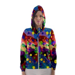 Blobs Dots Abstract Art Waves Women s Hooded Windbreaker by Amaryn4rt