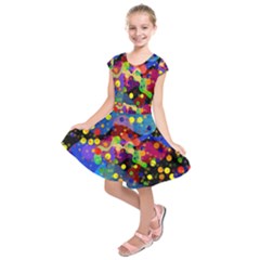 Blobs Dots Abstract Art Waves Kids  Short Sleeve Dress by Amaryn4rt