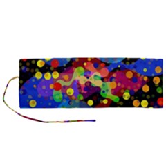 Blobs Dots Abstract Art Waves Roll Up Canvas Pencil Holder (m) by Amaryn4rt