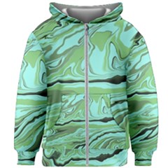 Waves Marbled Abstract Background Kids  Zipper Hoodie Without Drawstring