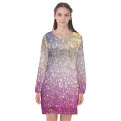 Glitter Particles Pattern Abstract Long Sleeve Chiffon Shift Dress  by Amaryn4rt