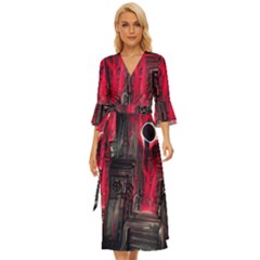 Stranger Things Fantasy Dark  Red Midsummer Wrap Dress