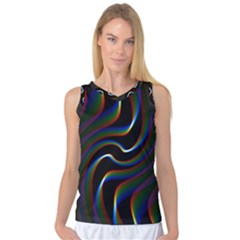 Rainbow Waves Art Iridescent Women s Basketball Tank Top by Amaryn4rt