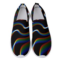 Rainbow Waves Art Iridescent Women s Slip On Sneakers by Amaryn4rt