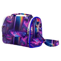 Purple Drawing Digital Art Satchel Shoulder Bag by Amaryn4rt