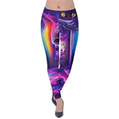 Purple Drawing Digital Art Velvet Leggings by Amaryn4rt