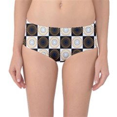 Illustration Checkered Pattern Decoration Mid-waist Bikini Bottoms by Amaryn4rt